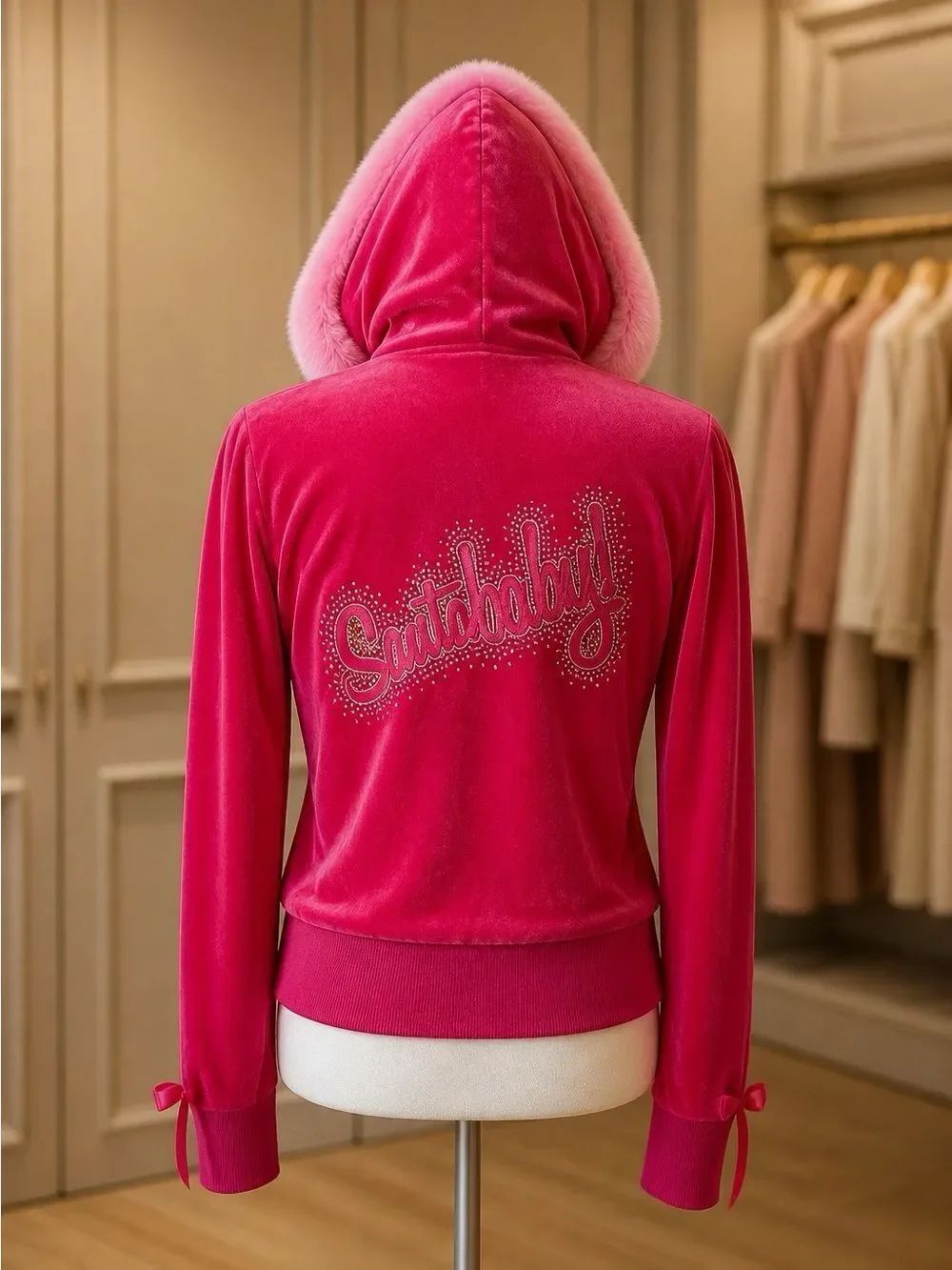 Victoria’s Secret Sexy Little Things Vintage Pink Velour Santa Baby Jacket L NWT